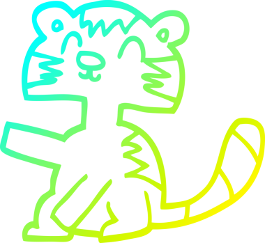 Bir insan tarafından çizilmiş komik çizgi film kedisinin soğuk gradyan çizgisi.