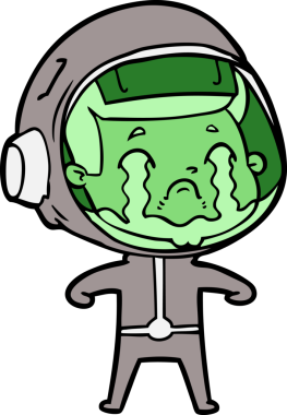 Bir insan tarafından çizilmiş ağlayan astronot çizgi filmi.