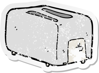 Bir insan tarafından çizilmiş karikatür tost makinesinin gerilimli yapıştırması.