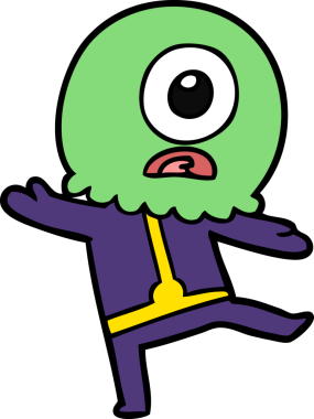 Çizgi film Tepegöz uzaylı uzay adamı bir insan tarafından çizildi.