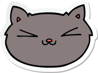 Bir insan tarafından çizilmiş mutlu çizgi film kedisinin çıkartması.