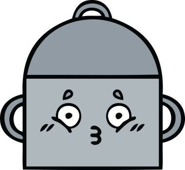 Bir insan tarafından çizilmiş güzel bir yemek tenceresi karikatürü.