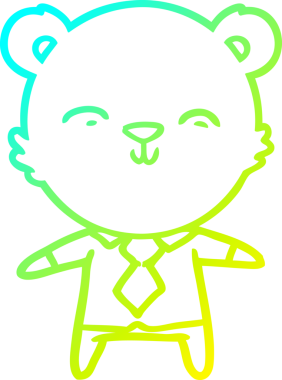 Bir insan tarafından çizilmiş mutlu bir kutup ayısı ofis çalışanı çizimi.