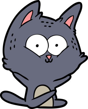 Bir insan tarafından çizilmiş çizgi film kedisi.