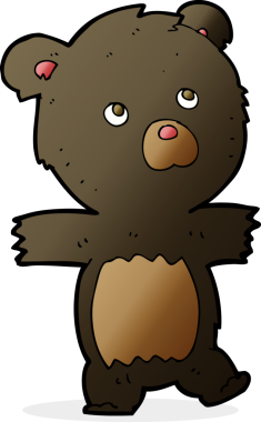 Bir insan tarafından çizilmiş şirin siyah ayı.