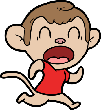 Bir insan tarafından çizilmiş bağıran çizgi film maymunu