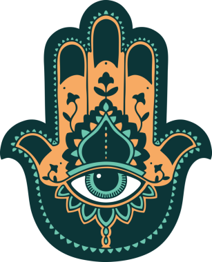 Bir insan tarafından çizilmiş bir hamza ikonik dövme şekli