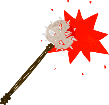 Bir insan tarafından çizilmiş kanlı ortaçağ biber gazı çizgi filmi.