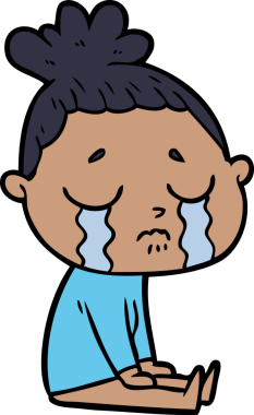 Bir insan tarafından çizilmiş ağlayan kadın çizgi filmi.