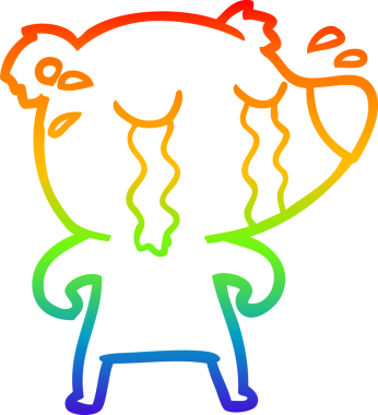 Gökkuşağı gradyan çizgi çizimi bir insan tarafından çizilmiş ağlayan ayı