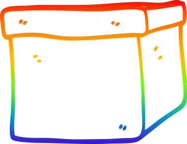 Bir insan tarafından çizilmiş karton bir kutunun gökkuşağı gradyanı çizimi