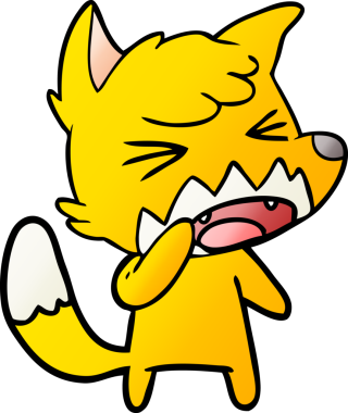 Bir insan tarafından çizilmiş tilki çizgi film karakteri