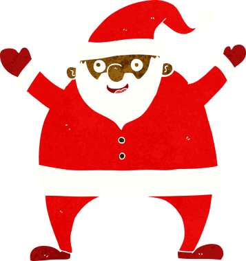 Bir insan tarafından çizilmiş Noel Baba çizgi filmi.