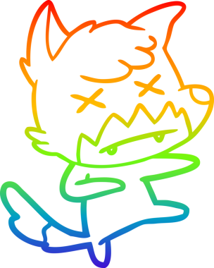 Gökkuşağı gradyan çizgi çizimi Bir insan tarafından çizilmiş ölü tilki