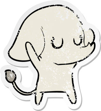 Bir insan tarafından çizilmiş şirin bir filin sıkıntılı çıkartması