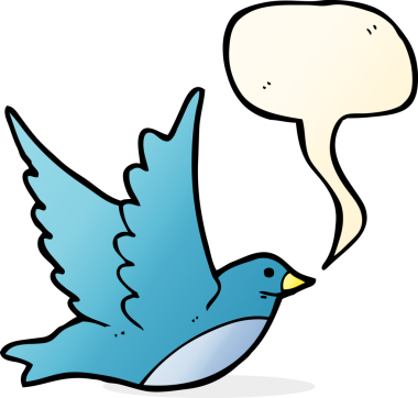 Bir insan tarafından çizilmiş konuşma balonlu uçan kuş.