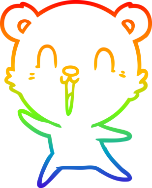 Bir insan tarafından çizilmiş mutlu bir çizgi film ayısının çizimi.