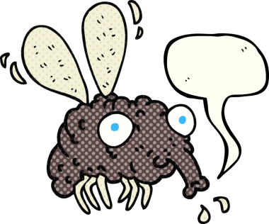 Bir insan tarafından çizilmiş serbest çizilmiş çizgi roman konuşma balonu sineği.