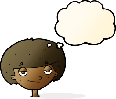 Bir insan tarafından çizilmiş düşünce balonu olan kendini beğenmiş bir çocuk.