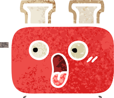 Bir insan tarafından çizilmiş bir tost makinesinin retro çizim stili karikatürü