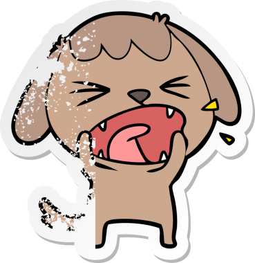 Bir insan tarafından çizilmiş şirin bir köpeğin sıkıntılı çıkartması.