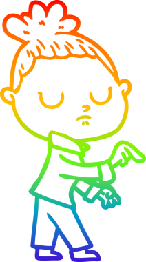 Gökkuşağı gradyan çizgi çizimi bir insan tarafından çizilmiş sakin bir kadın