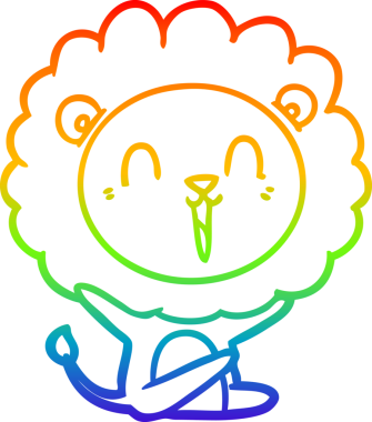 Bir insan tarafından çizilmiş gülen aslan çizgi çizimi.