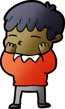 Bir insan tarafından çizilmiş meraklı bir çocuk.