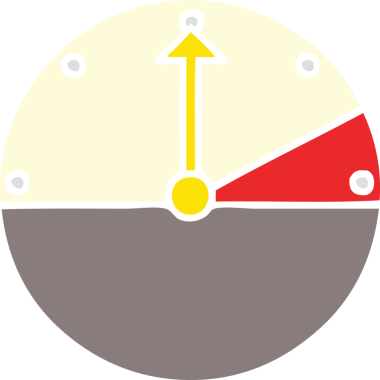 Bir insan tarafından çizilen hız göstergesinin düz renk retro karikatürü