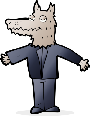 Bir insan tarafından çizilmiş bir kurt çizgi filmi.