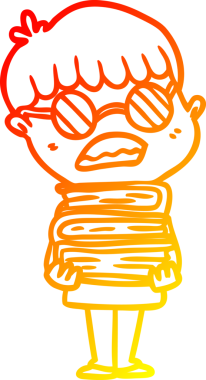 Bir insan tarafından çizilmiş gözlük takan çizgi roman çizen bir çocuk.