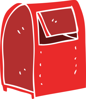 Bir insan tarafından çizilmiş posta kutusunun düz renk çizimi