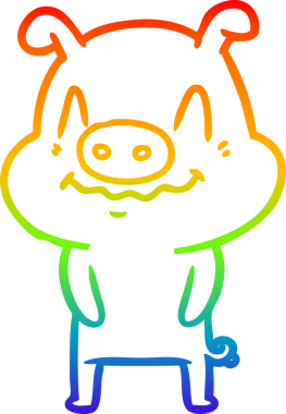 gökkuşağı gradyan çizimi bir insan tarafından çizilmiş sinir çizgi domuz