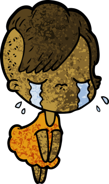 Bir insan tarafından çizilmiş ağlayan bir kız.