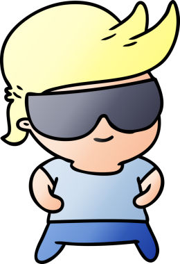 Bir insan tarafından çizilmiş gözlüklü çizgi film çizimi Kawaii çocuk.