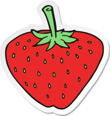 Bir insan tarafından çizilmiş karikatür çileği çıkartması.