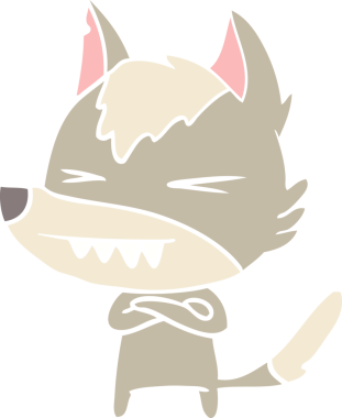 kızgın kurt düz renkli çizgi film bir insan tarafından çizildi.