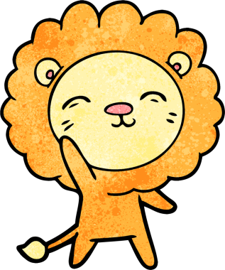 Bir insan tarafından çizilmiş çizgi film aslanı.