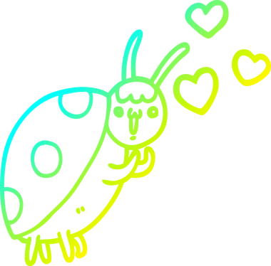 Bir insan tarafından çizilmiş, sevilen bir uğur böceğinin soğuk çizgi çizimi.