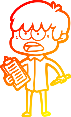 Bir insan tarafından çizilmiş endişeli bir çizgi film çocuğu çizimi.