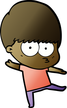 Bir insan tarafından çizilmiş sinirli çizgi film çocuğu.