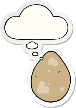 Düşünce baloncuklu çizgi film yumurtası insan tarafından çizilmiş bir çıkartma.