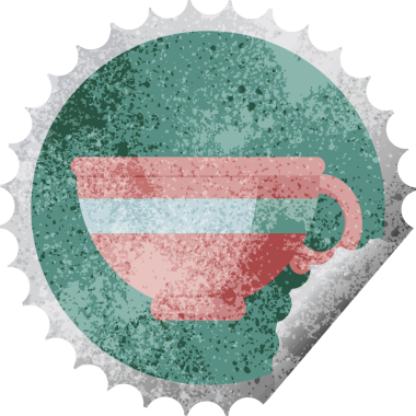 Bir insan tarafından çizilmiş kahve fincanı grafik vektör illüstrasyon etiketi