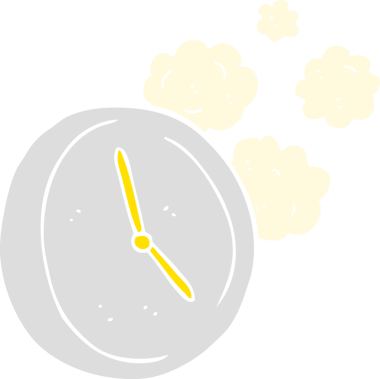 Bir insan tarafından çizilen saatlerin düz renk çizimi