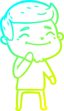 Bir insan tarafından çizilmiş mutlu bir çizgi film karakteri çizimi.