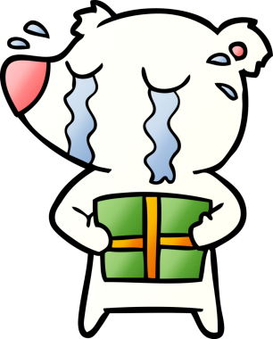 Bir insan tarafından çizilmiş üzgün küçük kutup ayısı çizgi filmi.