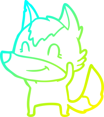 Bir insan tarafından çizilmiş dost canlısı bir kurt çizgi çizimi.