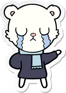 Bir insan tarafından çizilmiş ağlayan kutup ayısının çıkartması.