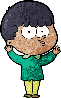 Bir insan tarafından çizilmiş meraklı bir çocuk.