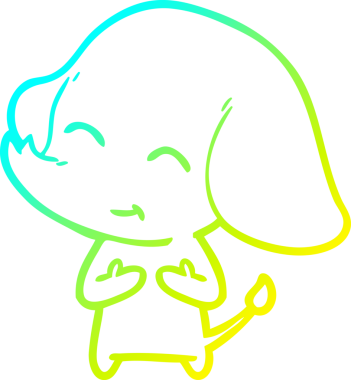 Bir insan tarafından çizilmiş şirin bir filin soğuk gradyan çizgisi